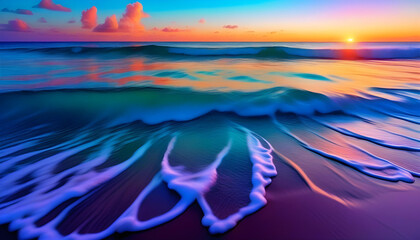 Wall Mural - a stunning beach with crystal clear water and palm trees lining the shore