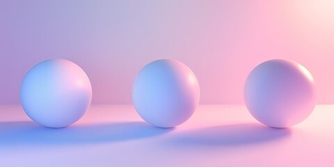Wall Mural - three pink cute small spheres and balls isolated on a bright pink background