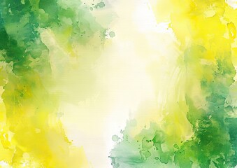Wall Mural - abstract watercolor paint containing bright multi colors green and yellow abstracted on a bright white background wallpaper