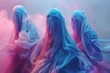 Veiled Sorcery Revealed in Shrouded Figures under Moonlit Shadows - Captivating Cinematic 3D Render with Bold and Bright Colors in Detail