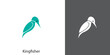 Kingfisher bird logo illustration, kingfisher vector design isolated white background