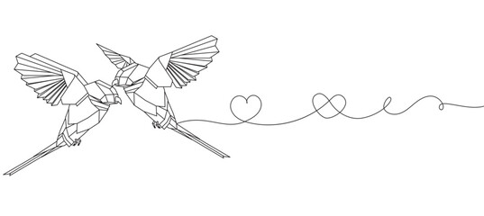 Wall Mural - Origami bird line art style, line art isolated vector illustration