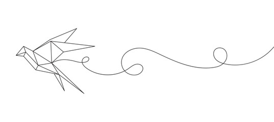 Wall Mural - Origami bird line art style, line art isolated vector illustration