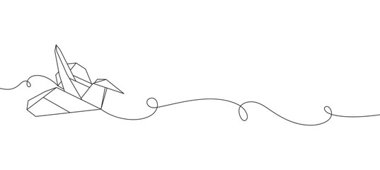 Wall Mural - Origami bird line art style, line art isolated vector illustration