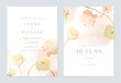 Wedding invitation template, brown roses on white background