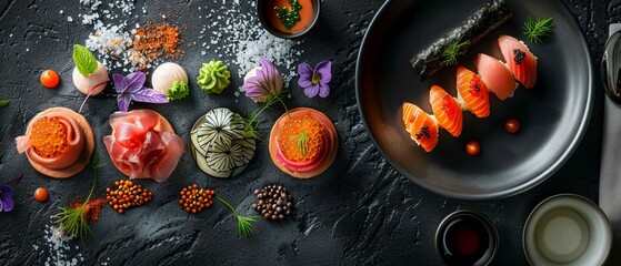 A collection of artful culinary plating designs for avant-garde restaurants