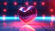 retrowave 3d shiny heart shaped