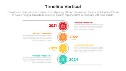 Poster - vertical timeline milestone infographic template banner with circle with line cycle circular with 4 