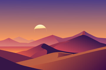 Wall Mural - illustration of sunset view