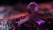 October Breast Cancer Awareness month, A purple Ribbon for supporting people living and illness. Healthcare, International Women day and World cancer day concept. Generative Ai