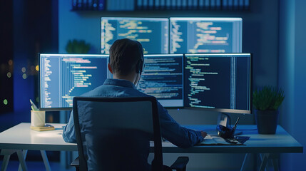 Poster - software engineer working on computer 