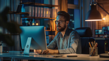 Poster - software engineer working on computer 