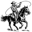 American Cowboy Horse Riding Vector Illustration