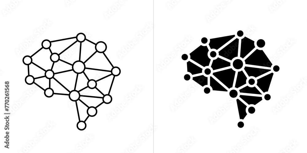 Neural Network editable stroke and solid web icon set. Vector ...