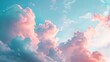 Beautiful background image of a romantic blue sky with soft fluffy pink clouds
