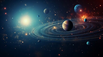 astrological background with planets and copy space