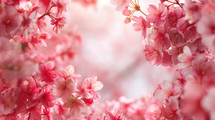 Wall Mural - close up of pink cherry blossoms, concept of beauty and tranquility.