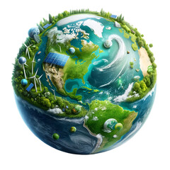 World Earth Day, Earth day, Sustainable green Eco-friendly, Go green, isolated on transparent, PNG background