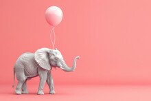 A Elephant Is Walking Past A Balloon