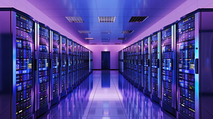 Canvas Print - Modern Data Center Infrastructure with Server Racks