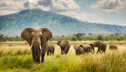 image material of wild elephant. herd of elephants.
