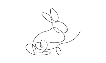 Vector continuous one simple single abstract line drawing of Rabbit pet animal isolated on a white background