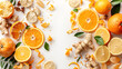Collection orange slice. Orange isolated on white background. Orange fruit clipping path. Orange macro studio photo, Generative Ai
