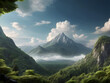 amazing wild nature view of layer of mountain forest landscape with cloudy sky natural green scenery of cloud and mountain slopes backgrounAmazing Fantasy Landscape Game Art park in the park in summer