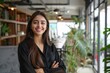 Charming and Friendly Indian Woman Leader in Corporate Setting generative ai