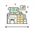 Vector icon. Isolated outline drawing. Work from home  linear icon. Office work. Thin line illustration. Contour symbol.