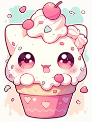 Sticker - cupcake with cherry