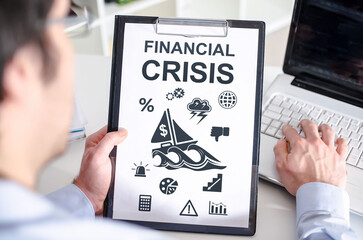 Canvas Print - Financial crisis concept on a clipboard