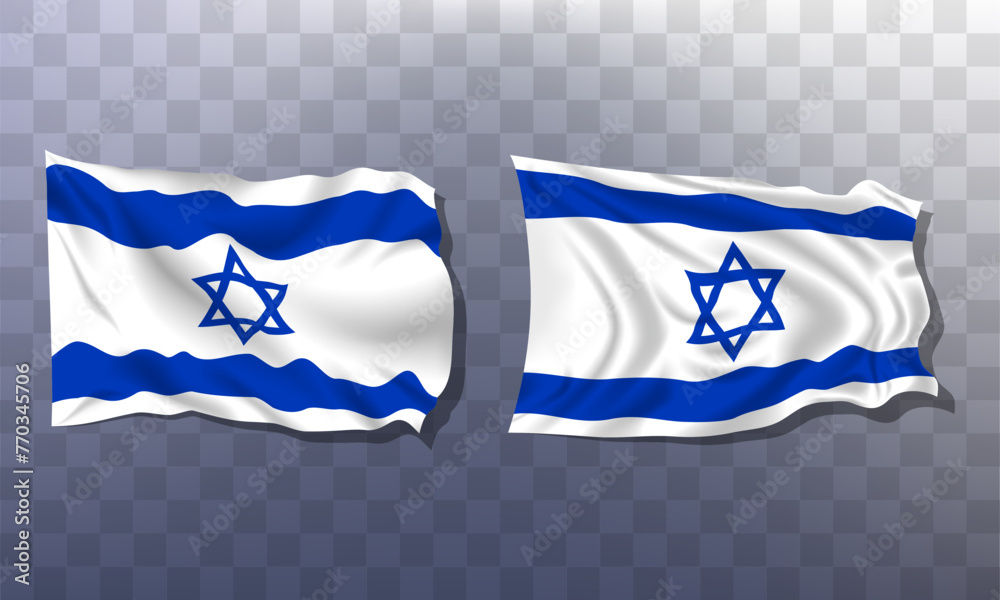 National flag of Israel, 3d realistic render on a transparent ...