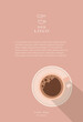 Vector sketch banner with coffee beans and cups on minimal background. Template design.  Illustration for cafe menu, invitations, cards, banner, poster, cover. 