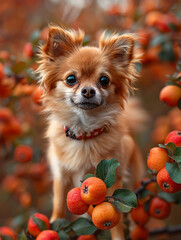 Canvas Print - dog in autumn forest