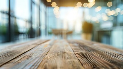 Wall Mural - Table with Blurred Background of Corporate Office Conference Room with Interior Office Product.