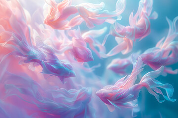 Poster - Abstract Pastel Fish in Fluid Motion.