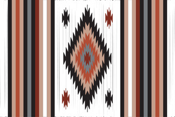 Wall Mural - Patterns of ethnic fabrics. White, brown, black. Geometric designs for textiles and clothing, blankets, rugs, decorative fabrics. Vector illustration.