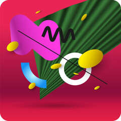 Poster - Modern geometric composition of various shapes. Illustration for design. Abstract background in the trend chart.