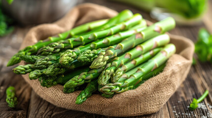 Fresh juicy asparagus stalks. Grown harvested asparagus sprouts. Healthy organic food