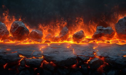 Wall Mural - abstract background of extinct lava with red gaps.