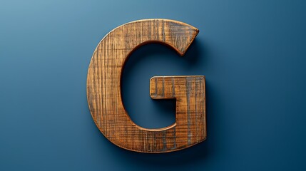 Wall Mural - Letter G in wood on a blue background