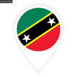 Saint Kitts and Nevis marker flag icon on white background. Saint Kitts and Nevis  pin flag icon isolated on white background.