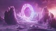 fantasy background with magical portal to another dimensin on alien planet in space