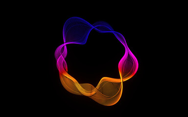 Poster - Futuristic colorful sphere of lines. Network connection big data. Abstract technology background. Place for text. 3d rendering.