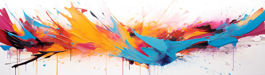 Wall Mural - Abstract expressionist painting with vibrant splashes and dynamic brush strokes.