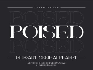 Aufkleber - Vector of stylized modern elegant serif alphabet design with uppercase, numbers and symbols