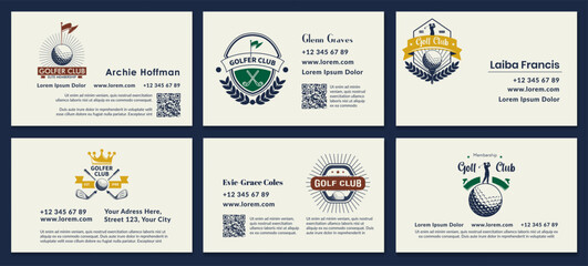 Canvas Print - Business card design set for golf club worker