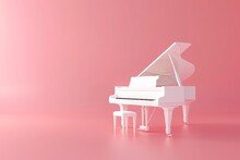 A White Grand Piano Is Sitting On A Surface