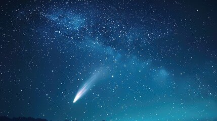 Wall Mural - beautiful comet with colorful train in night sky